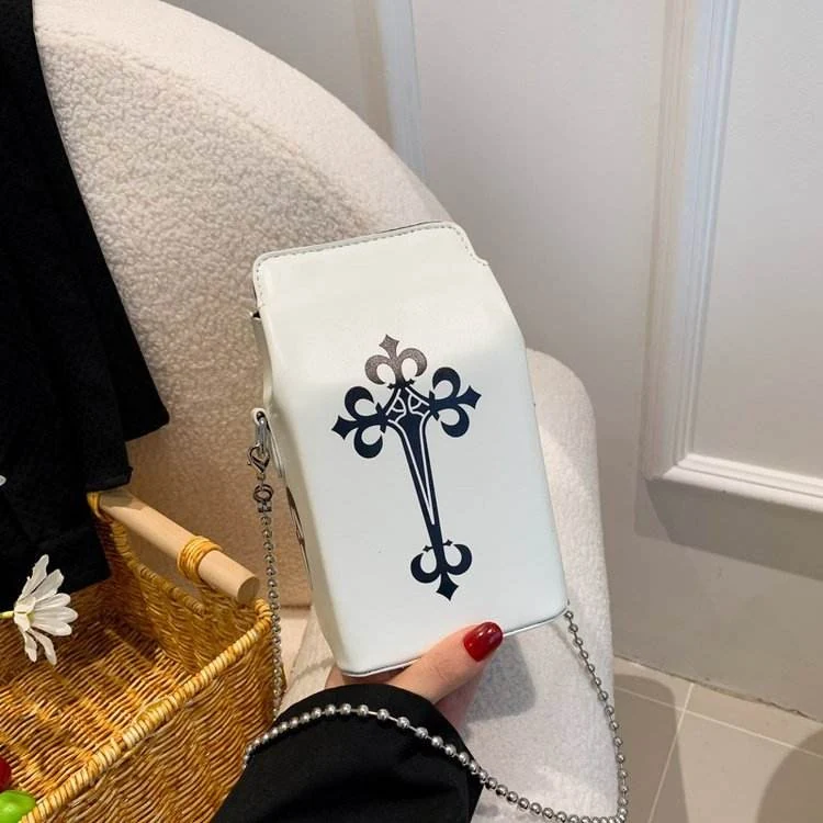 Graffiti PU Square-Box Crossbody Bag White · print 3 color SKU reference