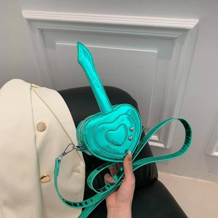 Heart-Shaped PU Mini Crossbody Bag Green color SKU reference