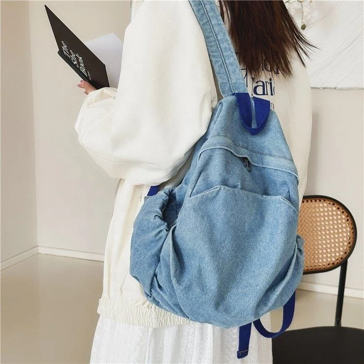 Denim-Look Student Backpack product reference image