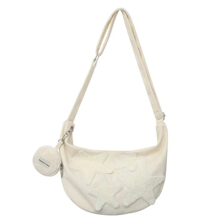 Star-Detail Hobo Shoulder Bag with Coin Purse White color SKU reference