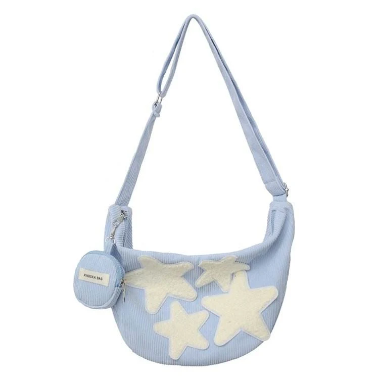 Star-Detail Hobo Shoulder Bag with Coin Purse Sky blue color SKU reference