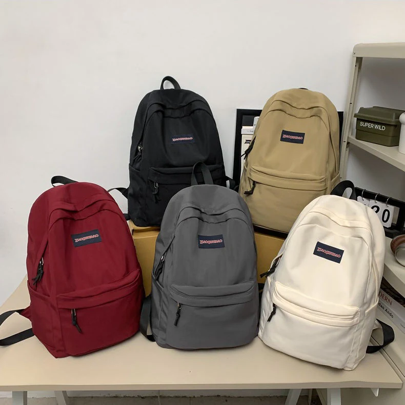 Corduroy Letter-Logo Student Backpack product reference image
