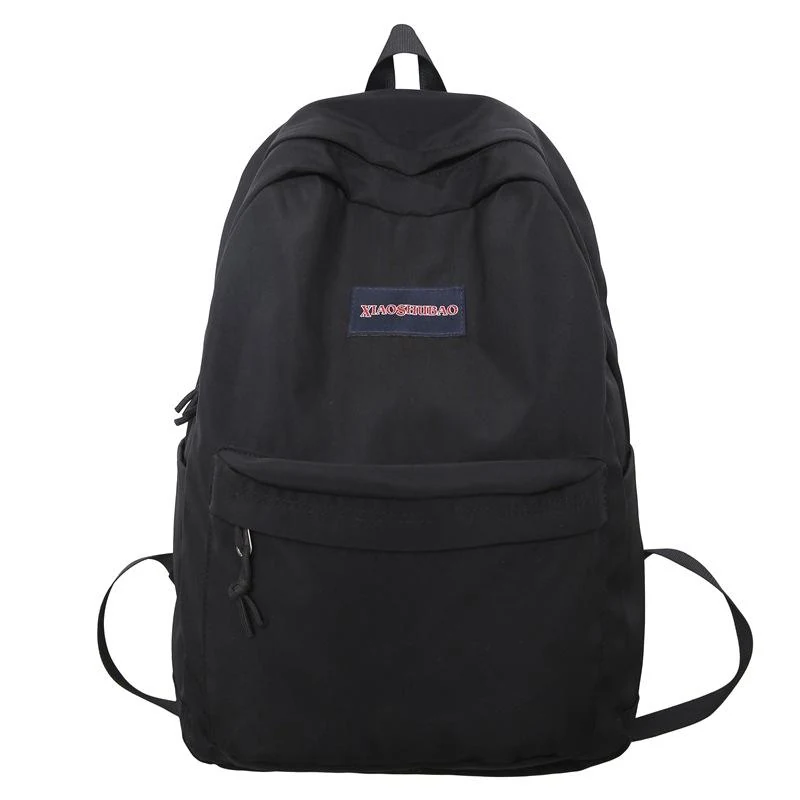 Corduroy Letter-Logo Student Backpack Black color SKU reference