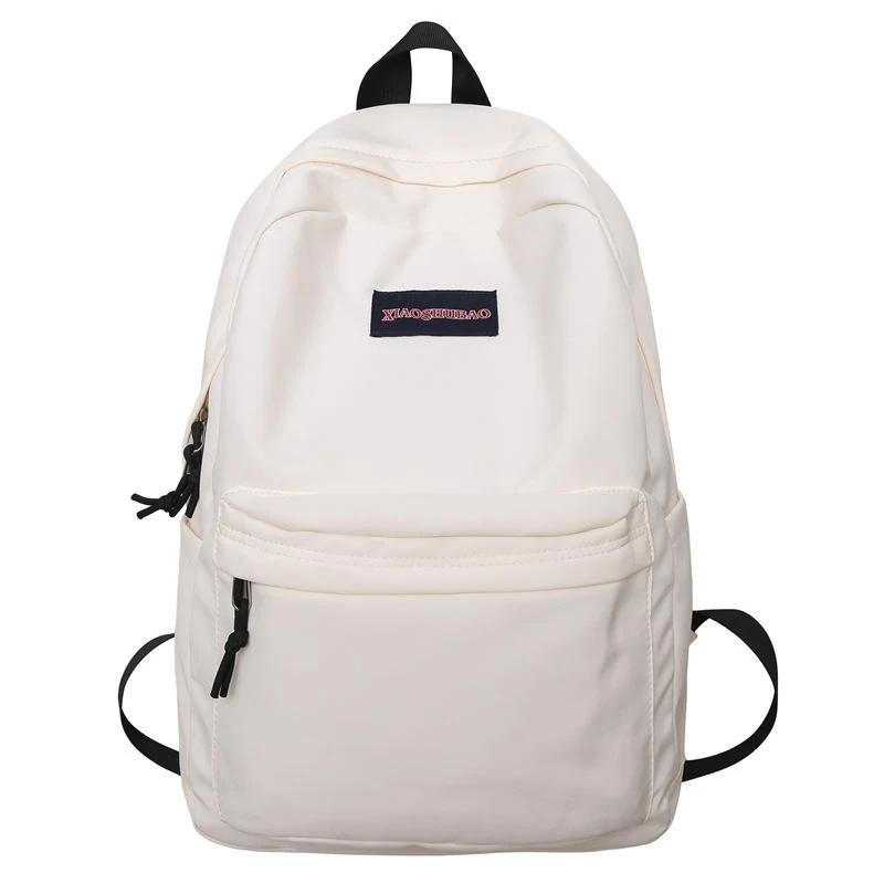 Corduroy Letter-Logo Student Backpack White color SKU reference