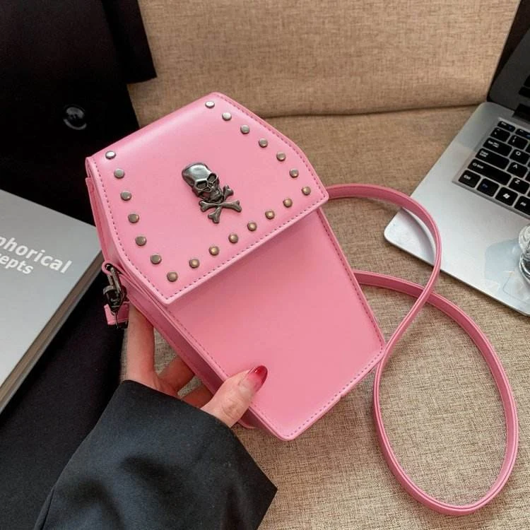 Halloween Cross & Rivet PU Phone Crossbody Bag Plum tone (source label unclear) color SKU reference