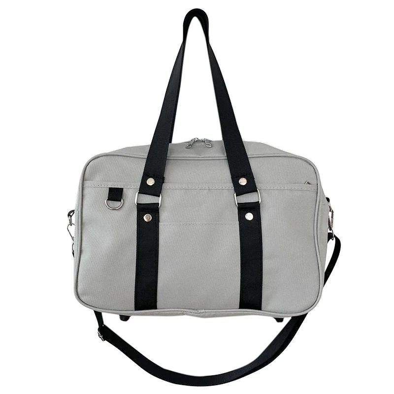 Canvas Color-Block Student Shoulder & Crossbody Bag Dark gray color SKU reference