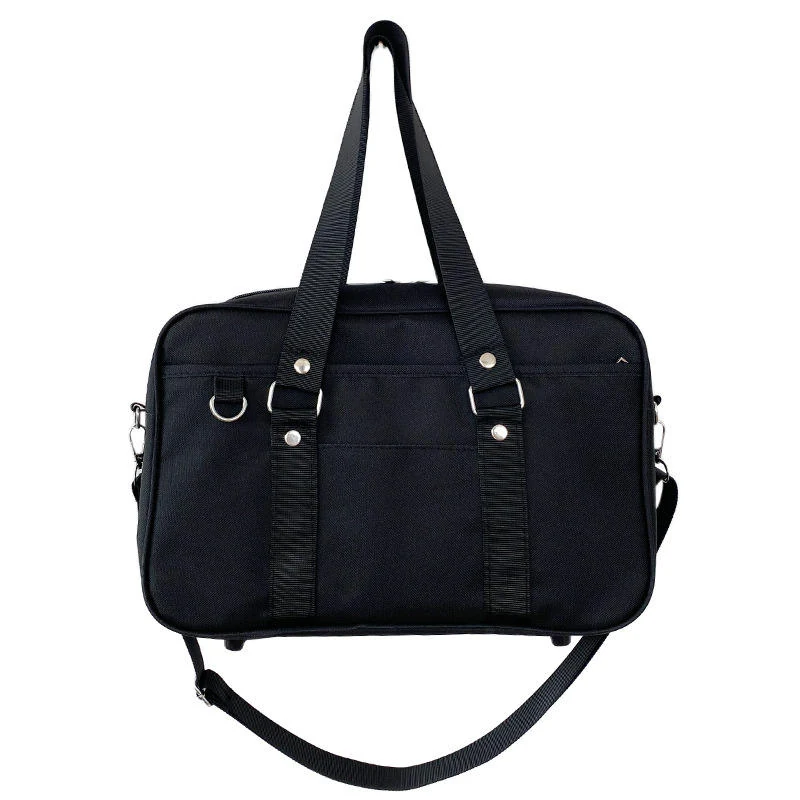 Canvas Color-Block Student Shoulder & Crossbody Bag Black color SKU reference