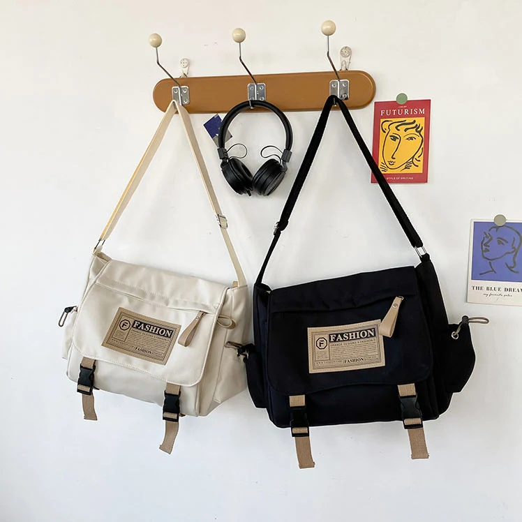 Nylon Letter-Logo Student Crossbody Shoulder Bag product reference image