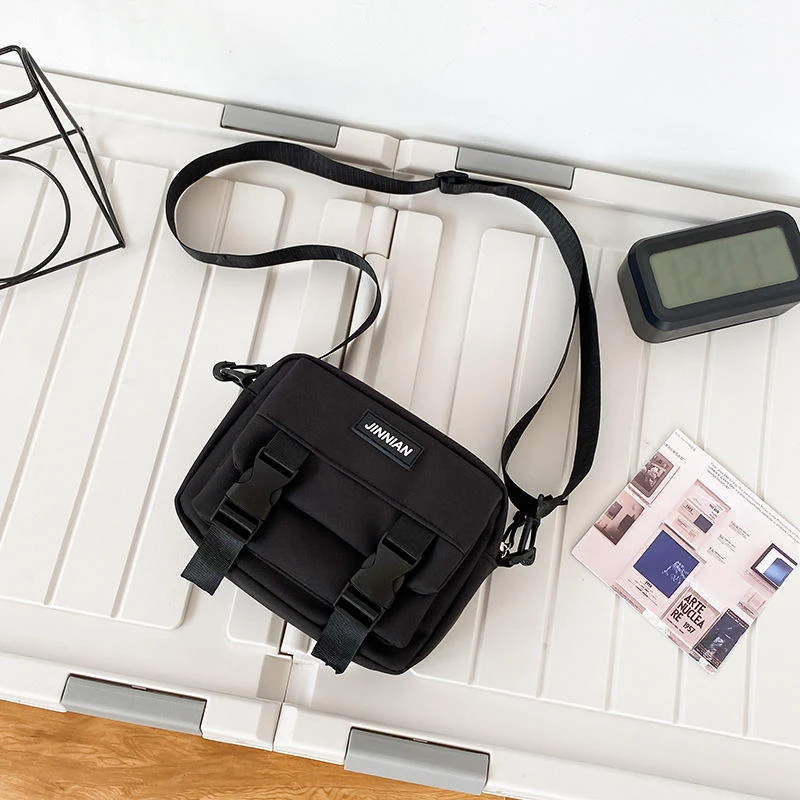 Nylon Student Phone Crossbody Bag with Adjustable Strap Black color SKU reference