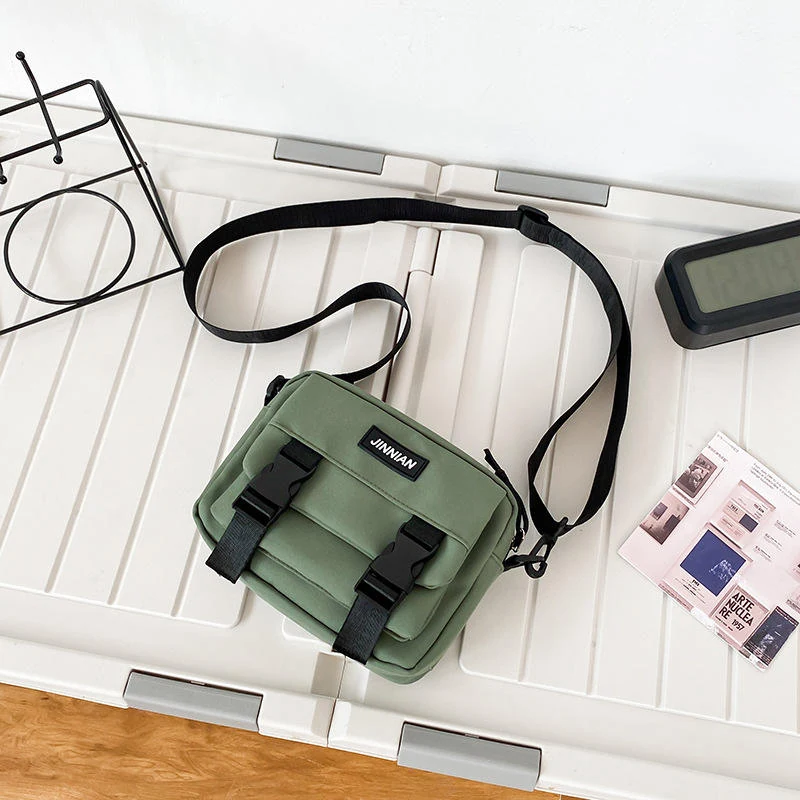 Nylon Student Phone Crossbody Bag with Adjustable Strap Light green color SKU reference