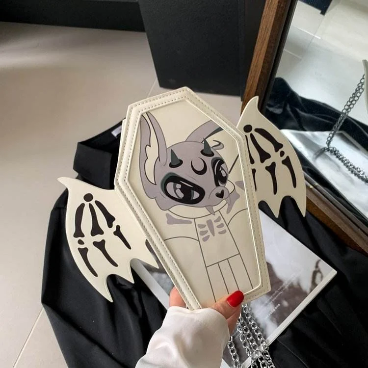 Halloween Ghost Bat-Wing Mini Crossbody Bag White color SKU reference