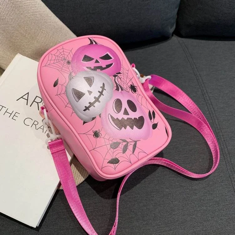 Halloween Ghost & Pumpkin PU Phone Crossbody Bag Rose tone (source label unclear) color SKU reference