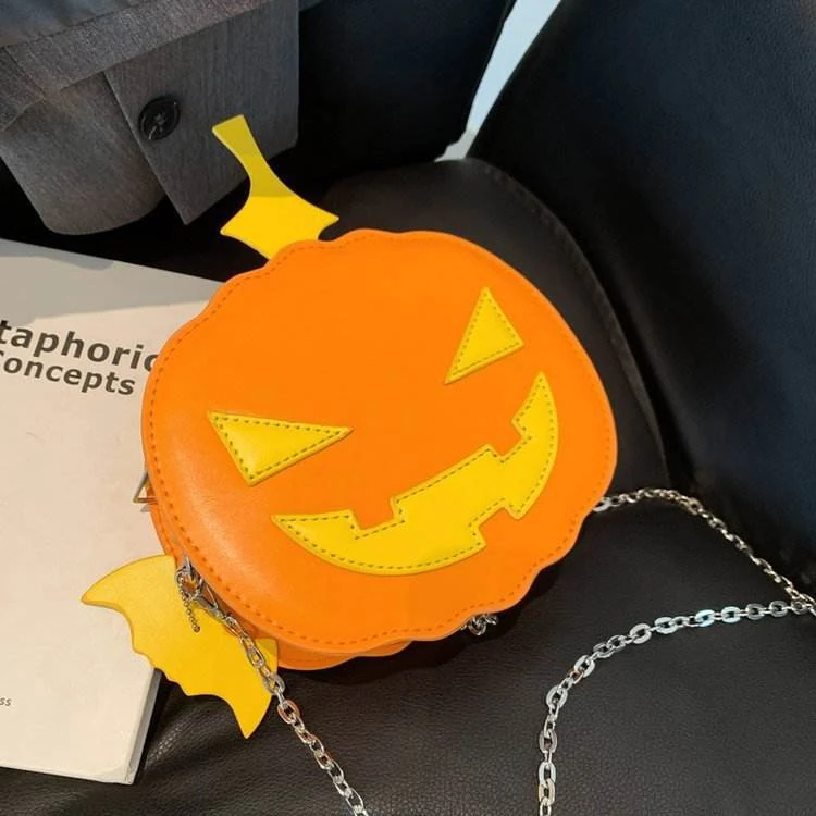 Halloween Pumpkin Face PU Mini Crossbody Bag Yellow-orange graphic color SKU reference