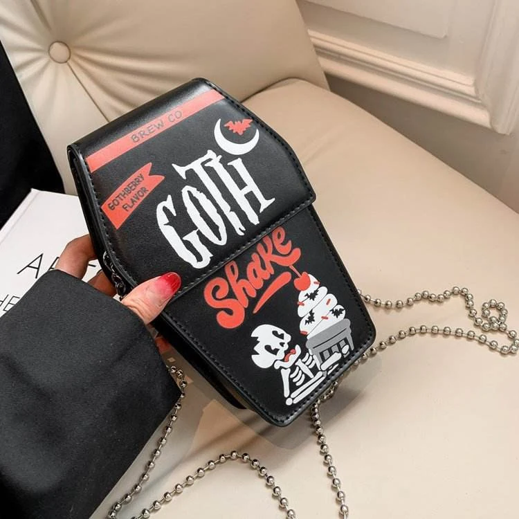Halloween Skeleton Ghost PU Mini Crossbody Bag Black graphic 1 color SKU reference