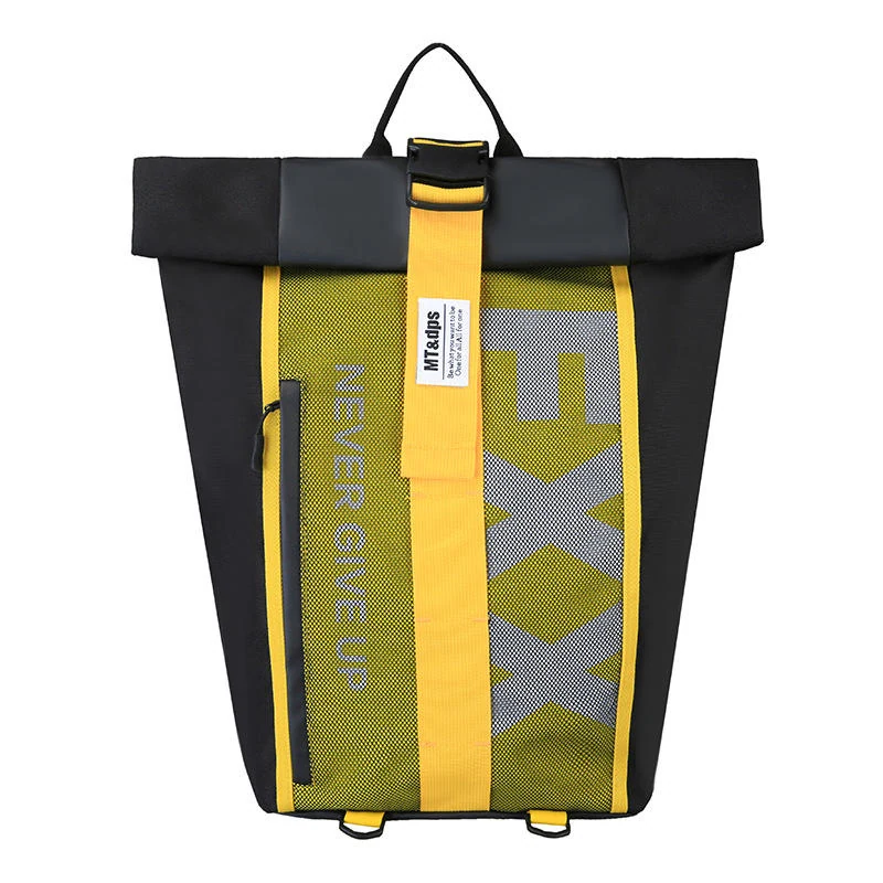 Letter-Print Student Backpack with Curved Shoulder Straps Yellow color SKU reference