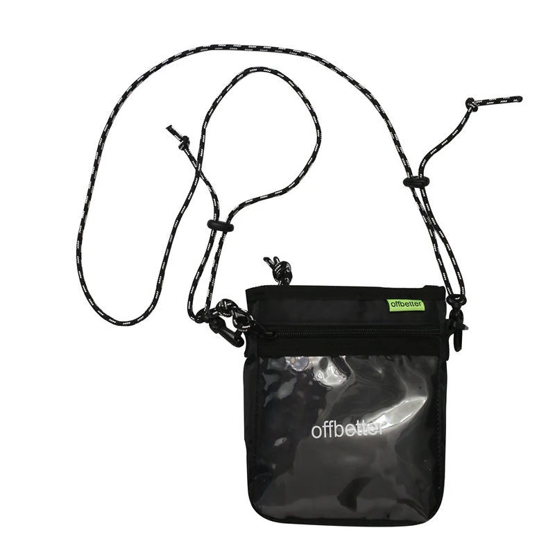 Transparent PVC Mini Phone Crossbody Bag with Zipper Black color SKU reference