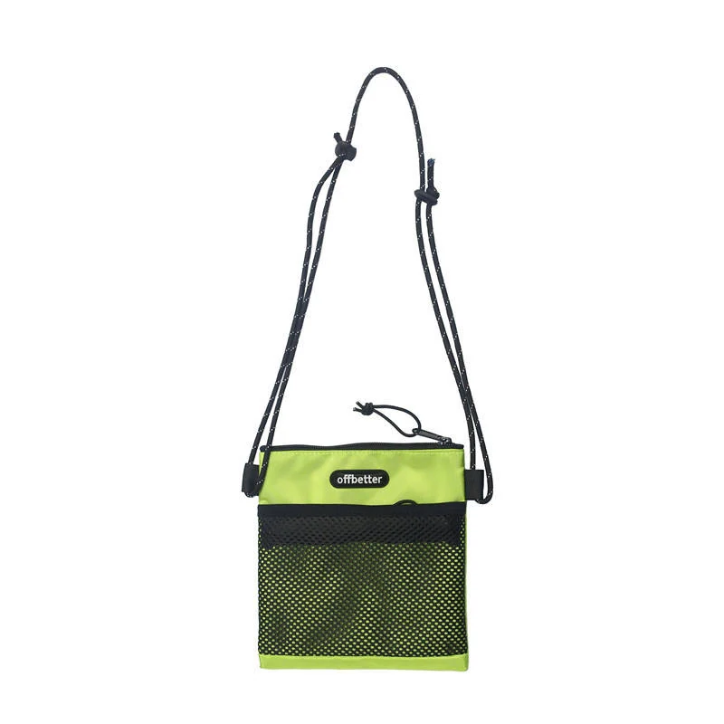 Nylon Mesh-Patchwork Square Crossbody Bag with Chain Detail Green color SKU reference