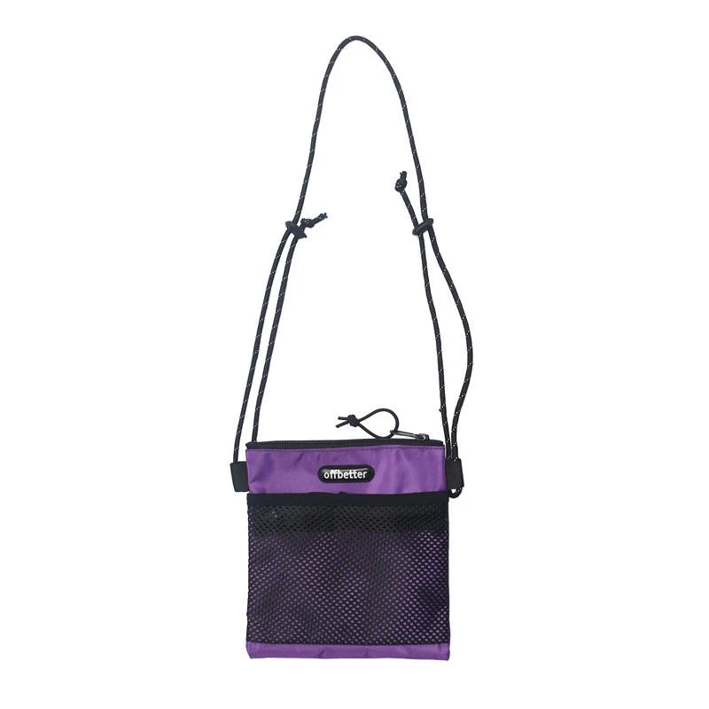 Nylon Mesh-Patchwork Square Crossbody Bag with Chain Detail Purple color SKU reference