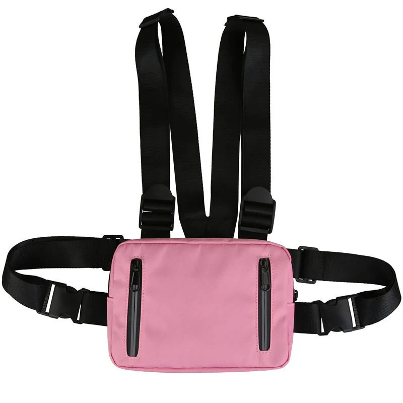 Nylon Tactical Vest Chest Pack with Zip Pocket Pink color SKU reference