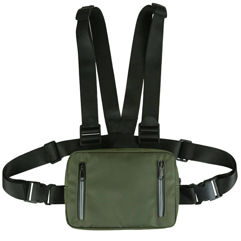 Nylon Tactical Vest Chest Pack with Zip Pocket Green color SKU reference