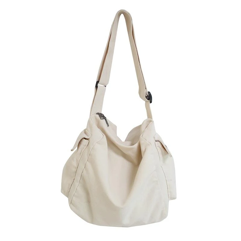 Canvas Travel Shoulder and Crossbody Bag White color SKU reference