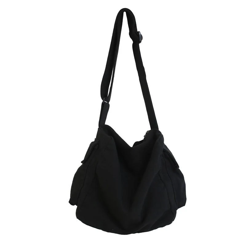 Canvas Travel Shoulder and Crossbody Bag Black color SKU reference
