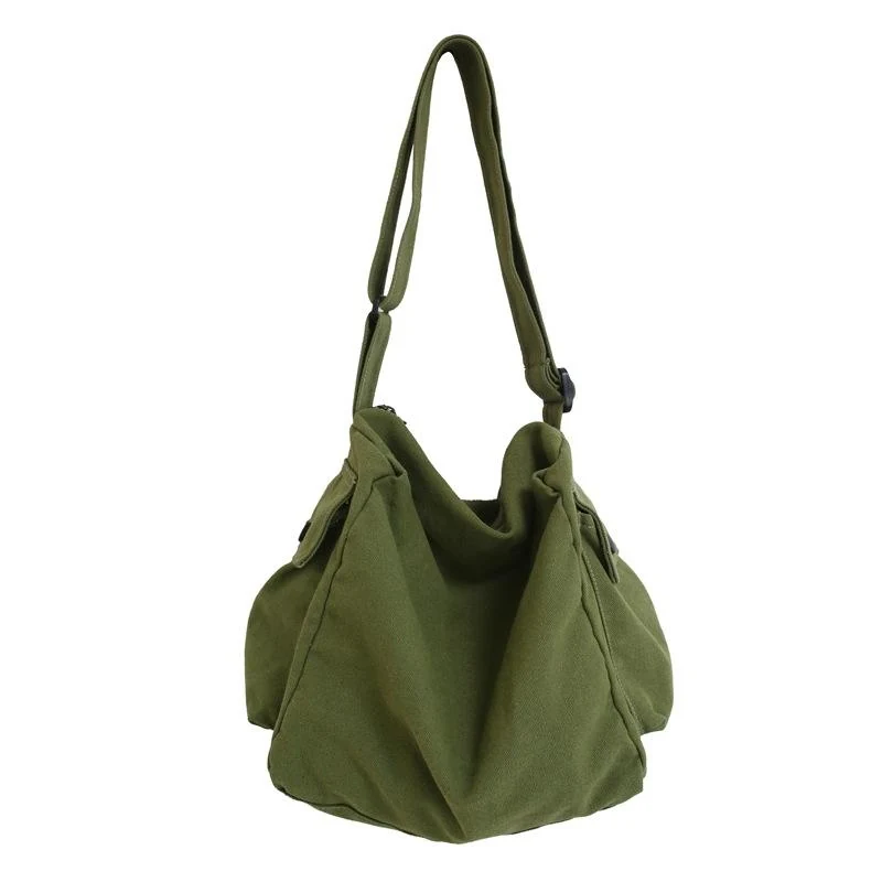 Canvas Travel Shoulder and Crossbody Bag Green color SKU reference