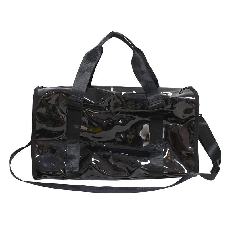 PVC Letter-Print Beach Shoulder Bag Black color SKU reference