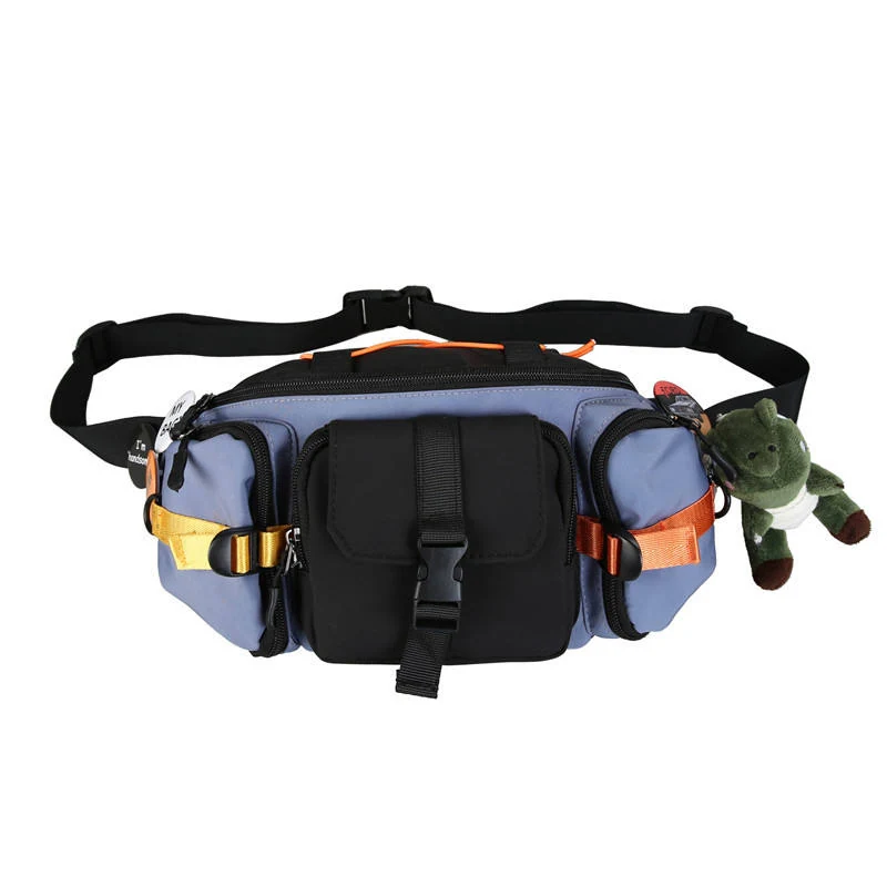 Nylon Box-Shape Chest Bag with Dinosaur Pendant Sky Blue color SKU reference