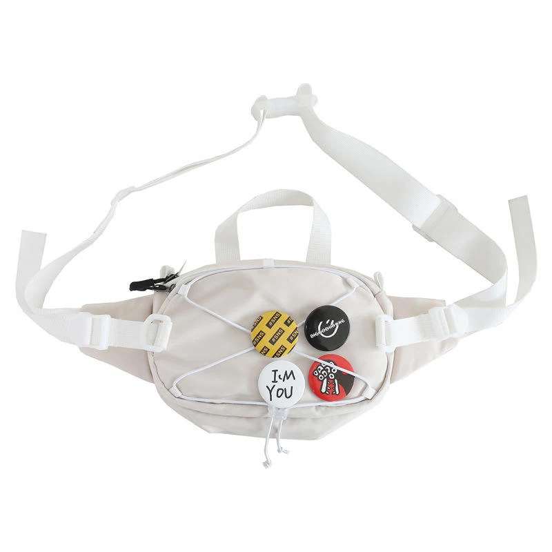 Polyester Waist and Chest Bag with Cartoon Patch White color SKU reference