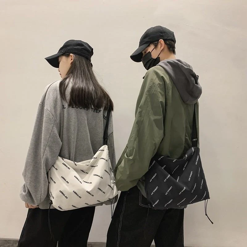 Nylon Letter-Print Messenger Crossbody Bag product reference image