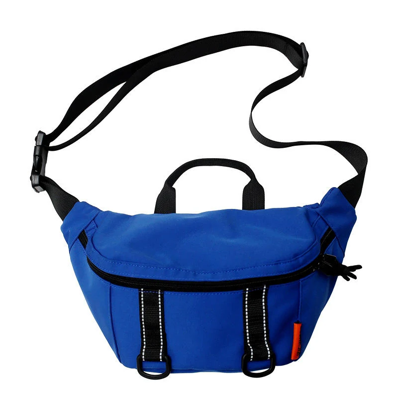 Reflective-Style Nylon Sports Chest Bag with Coin Purse Deep Blue color SKU reference