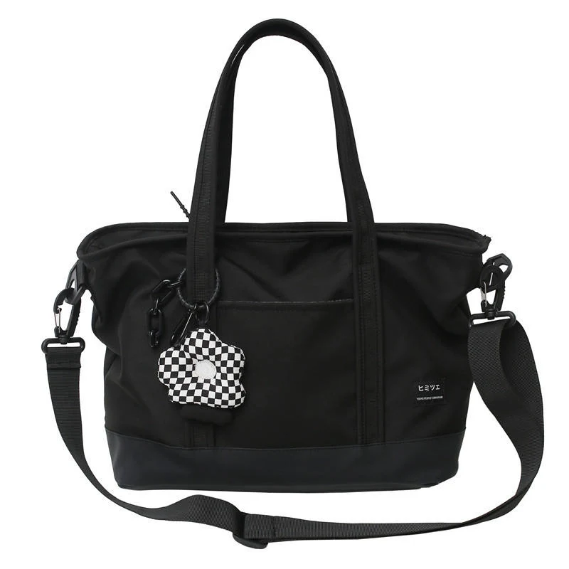 Everyday Crossbody Tote with Flower Pendant Black color SKU reference