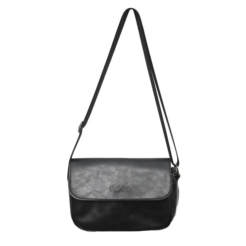 Square PU Vintage Shoulder Crossbody Bag Black color SKU reference