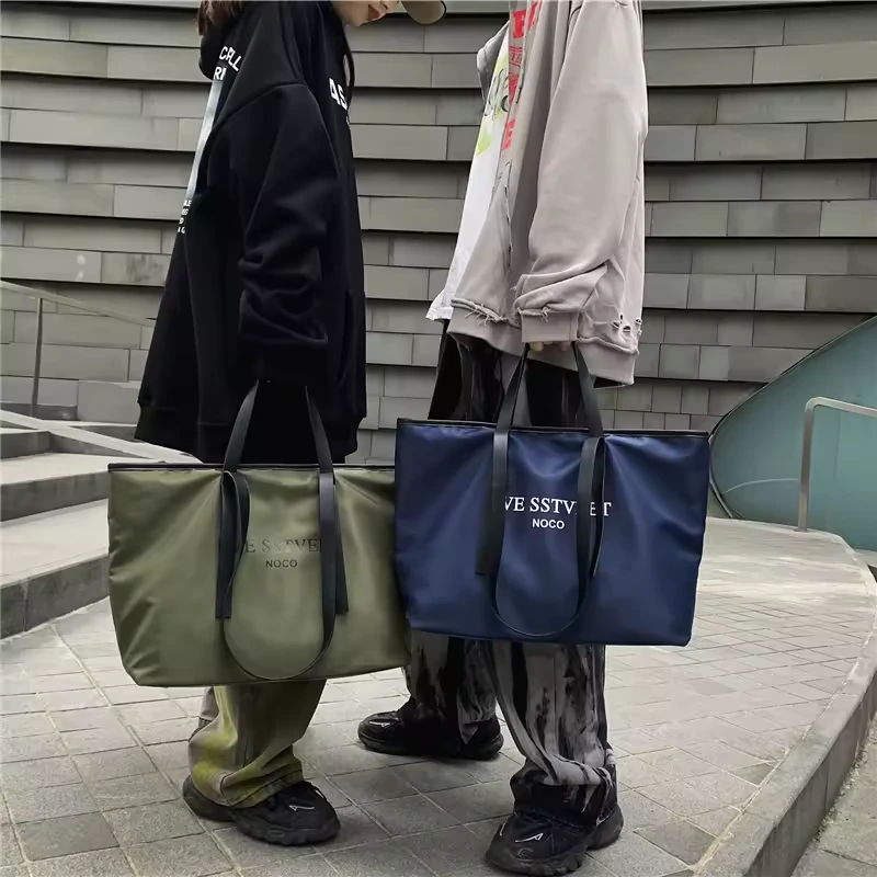 Letter-Print Oxford Tote Bag with Zipper product reference image