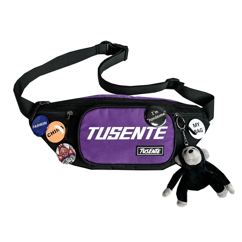 Letter-Print Waist Bag with Adjustable Strap Purple color SKU reference