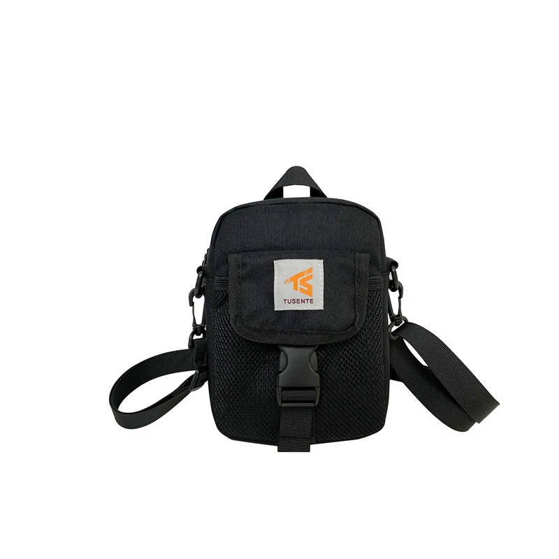 Polyester Letter-Detail Crossbody Bag Black color SKU reference