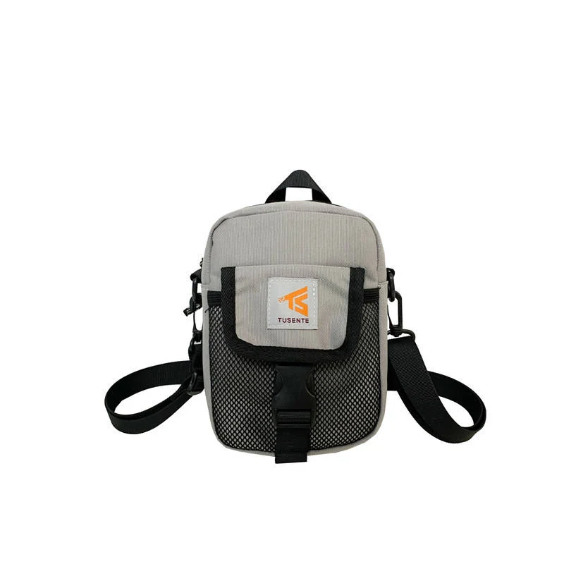 Polyester Letter-Detail Crossbody Bag Gray color SKU reference