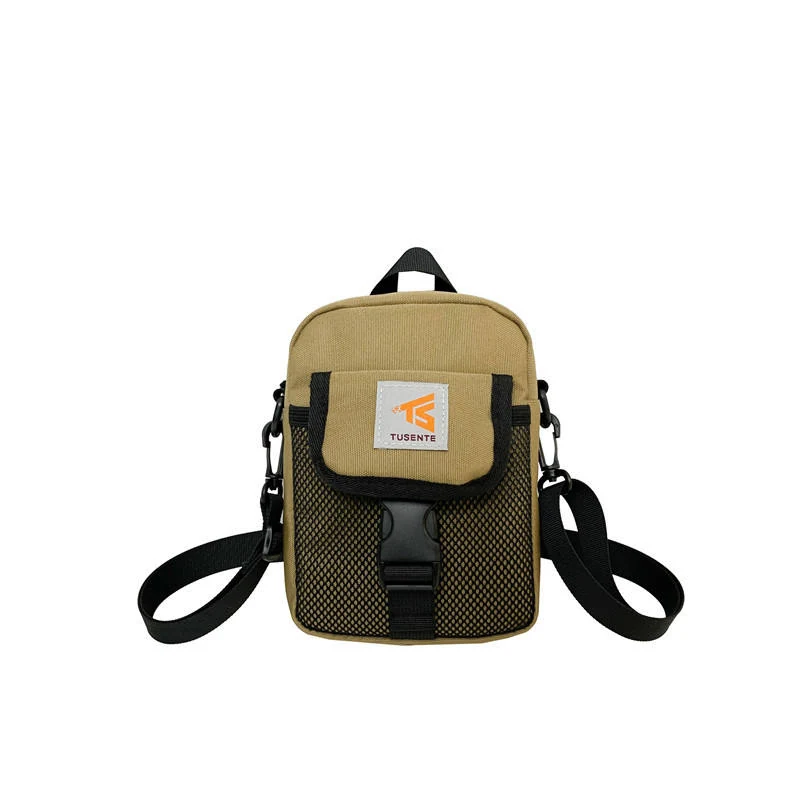 Polyester Letter-Detail Crossbody Bag Dark Khaki color SKU reference