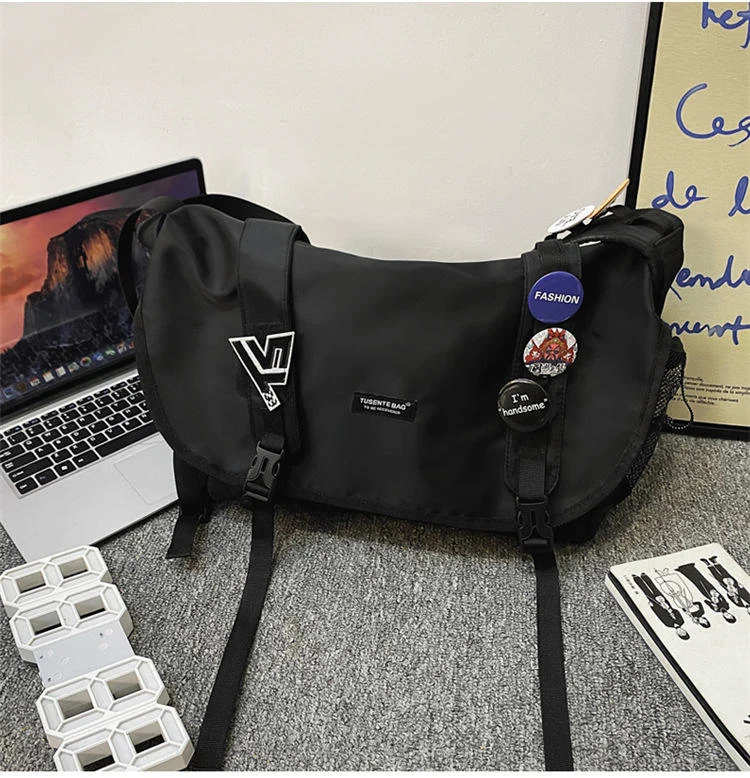 Polyester Travel Crossbody Bag with Coin Purse Black color SKU reference