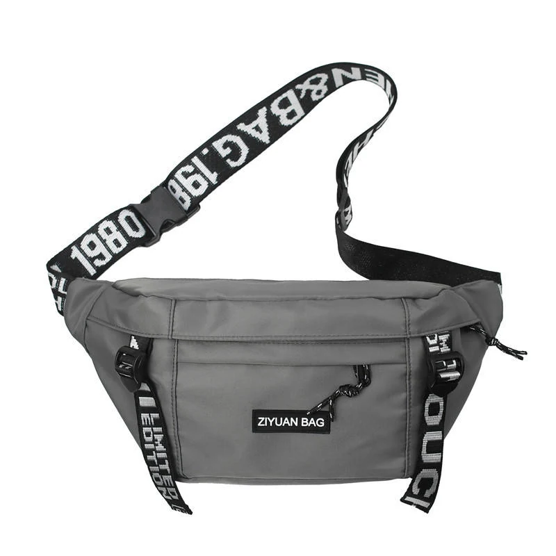 Nylon Letter-Print Chest and Waist Bag Gray color SKU reference