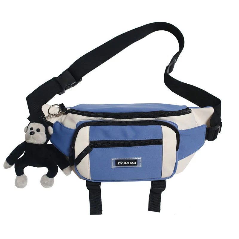 Polyester Sports Chest Bag with Monkey Pendant Sky Blue color SKU reference