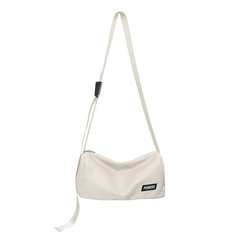 Polyester Letter-Detail Crossbody Shoulder Bag White color SKU reference
