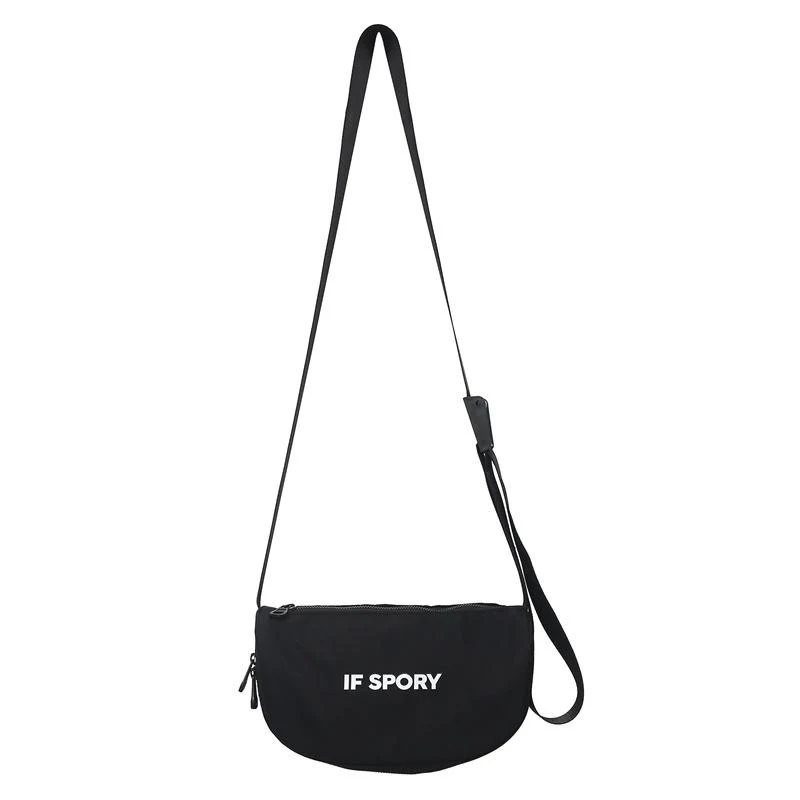 Nylon Letter-Detail Crossbody Bag Black color SKU reference