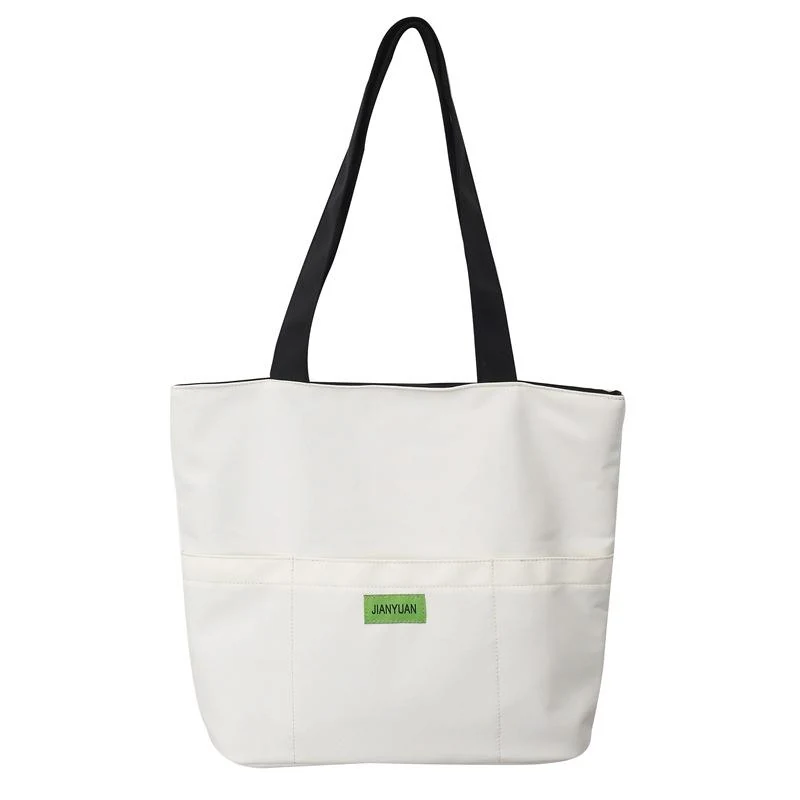 Nylon Open-Top Tote Bag with Two Color Options White color SKU reference
