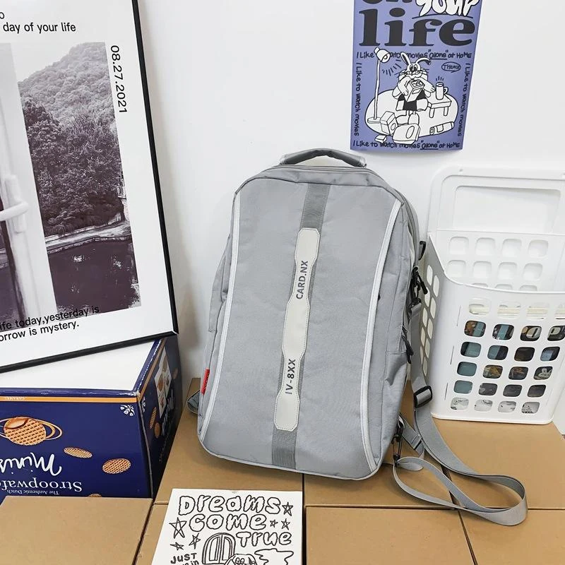 Oxford Backpack with Reflective Style Details Gray color SKU reference