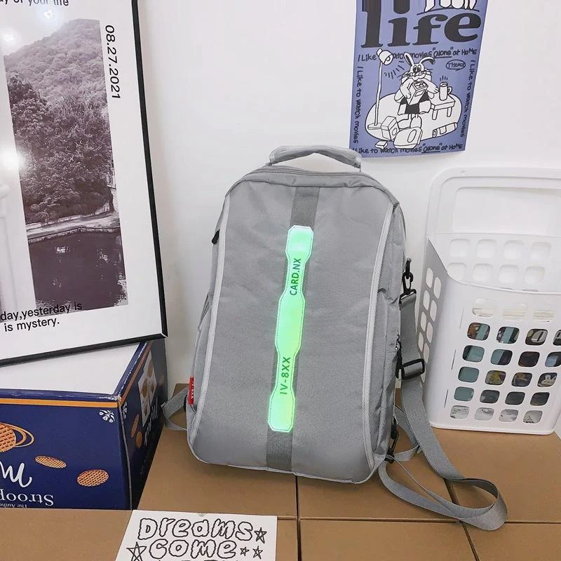 Oxford Backpack with Reflective Style Details Gray - Style 2 color SKU reference