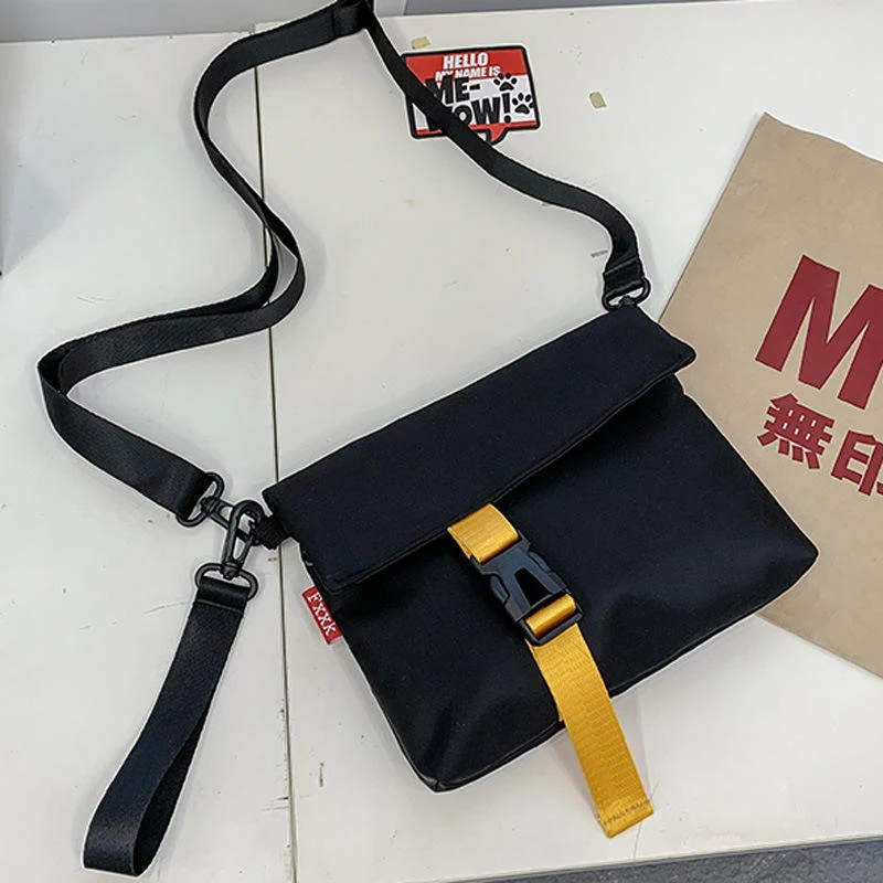 Compact Polyester Crossbody Bag with Adjustable Strap Yellow color SKU reference