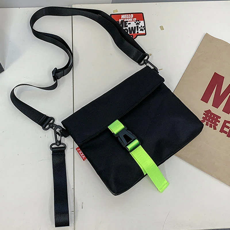 Compact Polyester Crossbody Bag with Adjustable Strap Green color SKU reference
