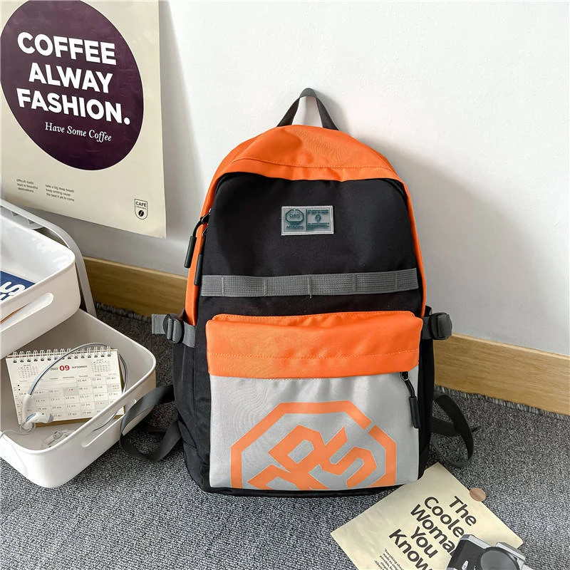 Oxford Color-Block Student Backpack Yellow color SKU reference